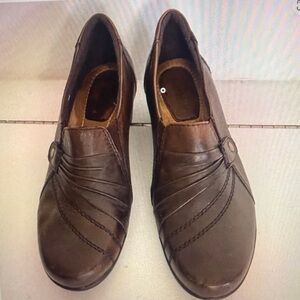 SoftMoc Women Leather Comfort Slip On Brown Heel Shoes Sz.8.5W